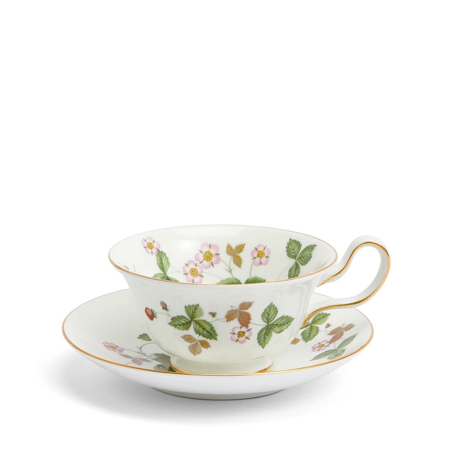 Wild Strawberry Gold Teacup & Saucer Peony | Wedgwood