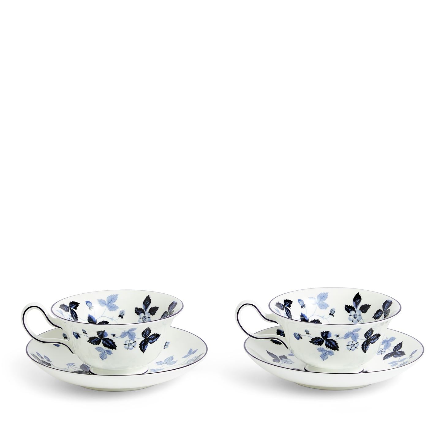 Wild Strawberry Inky Blue Teacup Saucer Set of 2 | Wedgwood