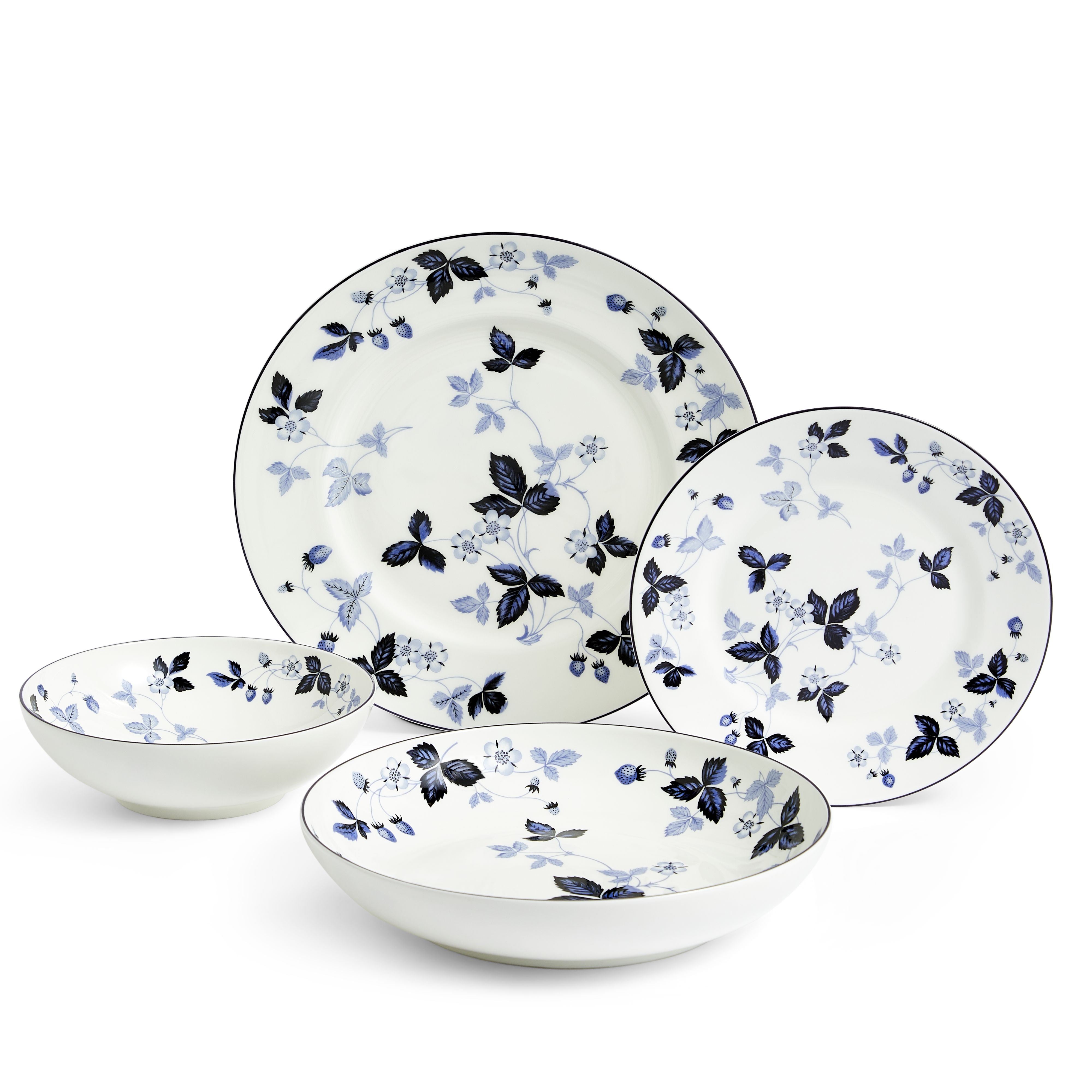Wild Strawberry Inky Blue Dinnerware 4 Piece Set | Wedgwood