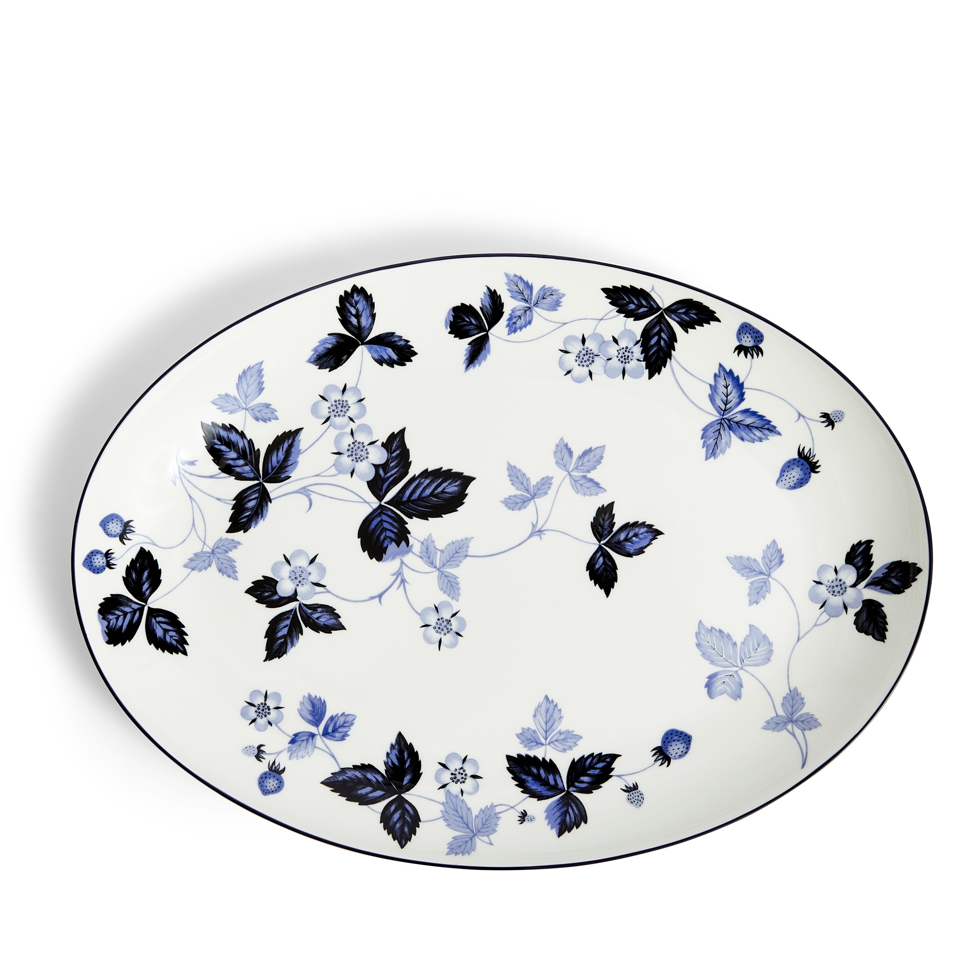 Wild Strawberry Inky Blue Oval Serving Plate | Wedgwood