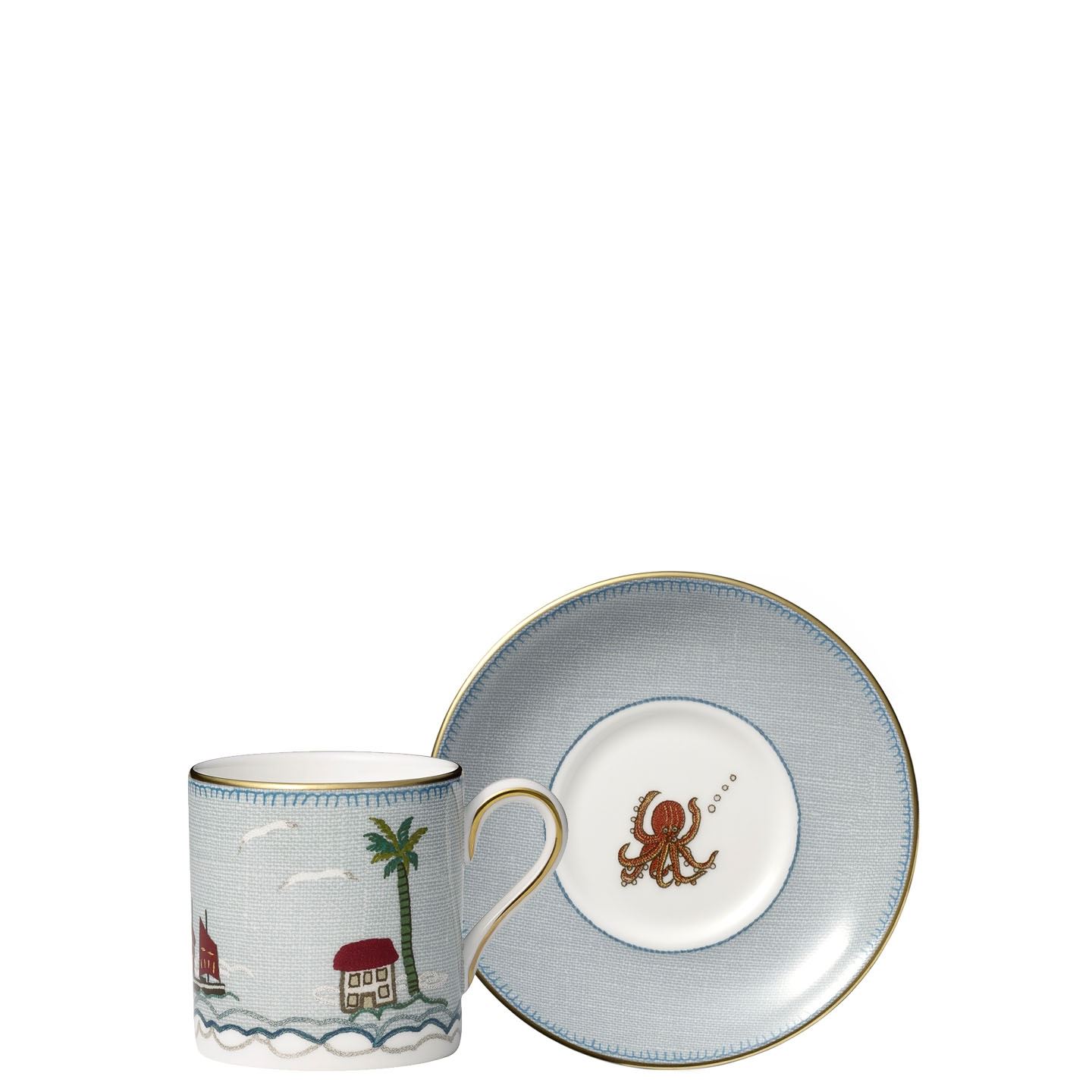 Wedgwood White/Blue/Red Sailor's Farewell Coffee Cup And Saucer
