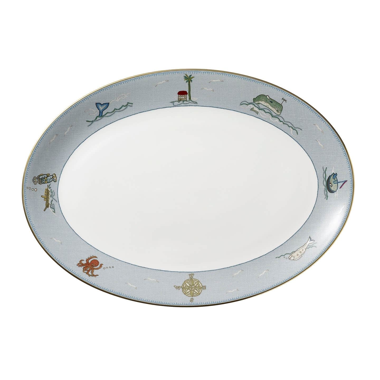 Wedgwood Blue Sailor's Farewell Oval Platter 35Cm