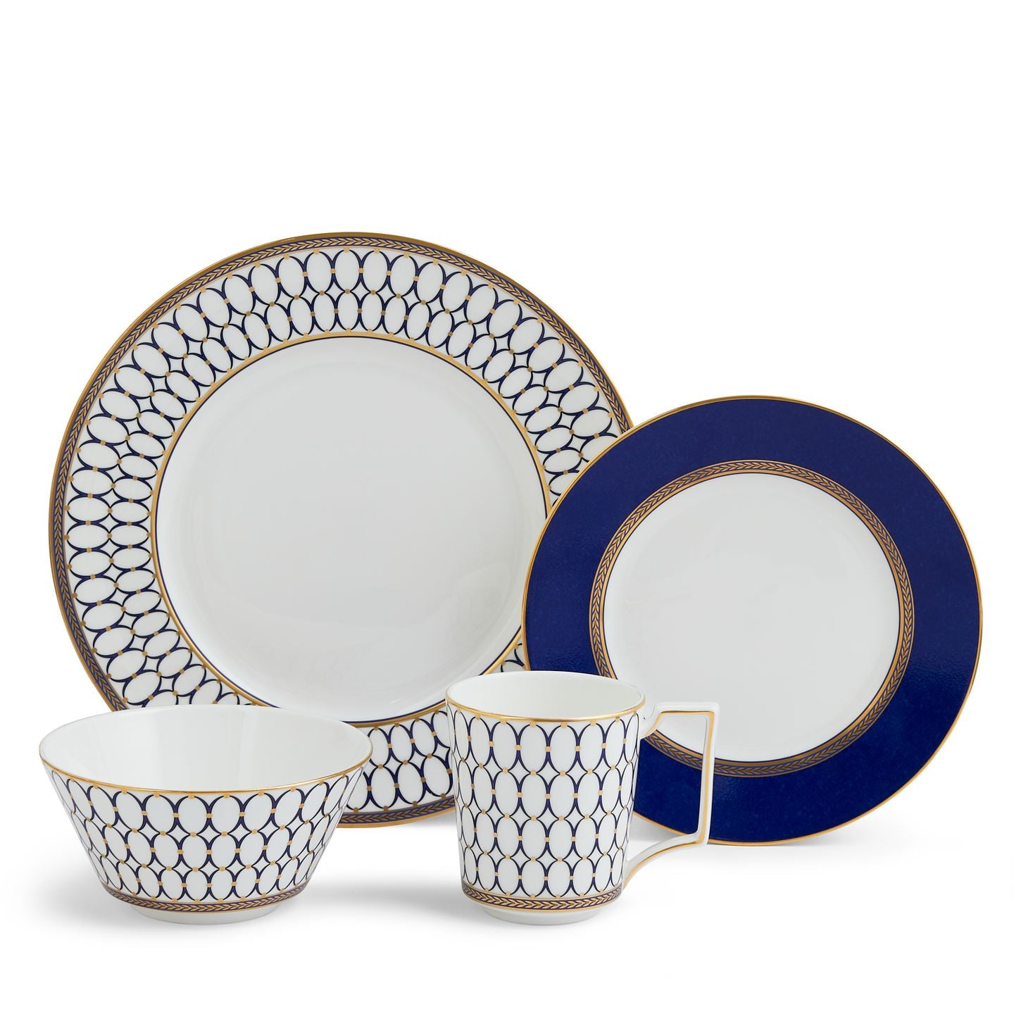Wedgwood Blue Renaissance Gold 4 Piece Set