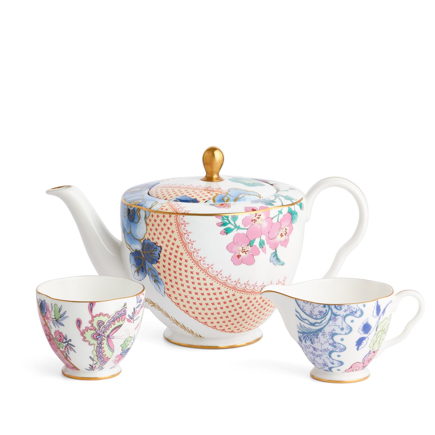Wedgwood Cream Butterfly Bloom 3 Piece Set: Teapot, Sugar Bowl And Jug