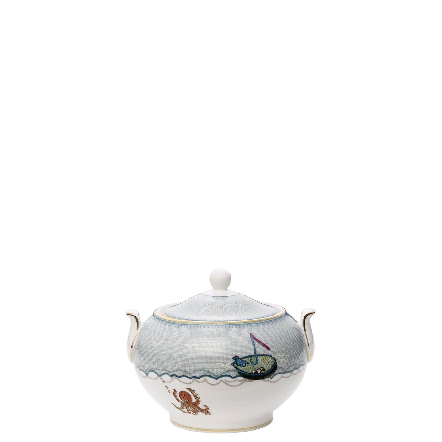 Wedgwood Blue Sailor's Farewell Large Covered Sugar