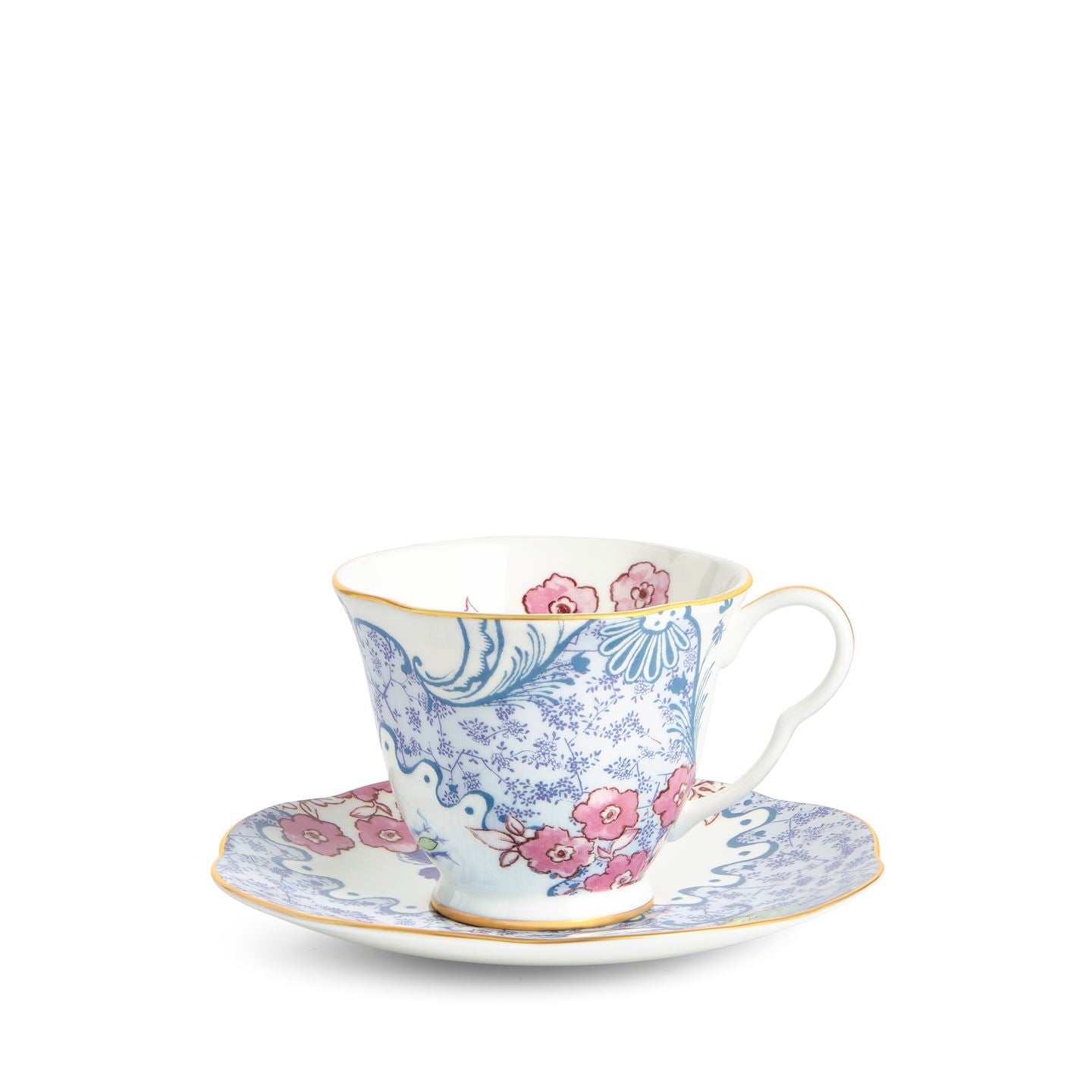 Wedgwood Butterfly Bloom Blue And Pink Teacup And Saucer