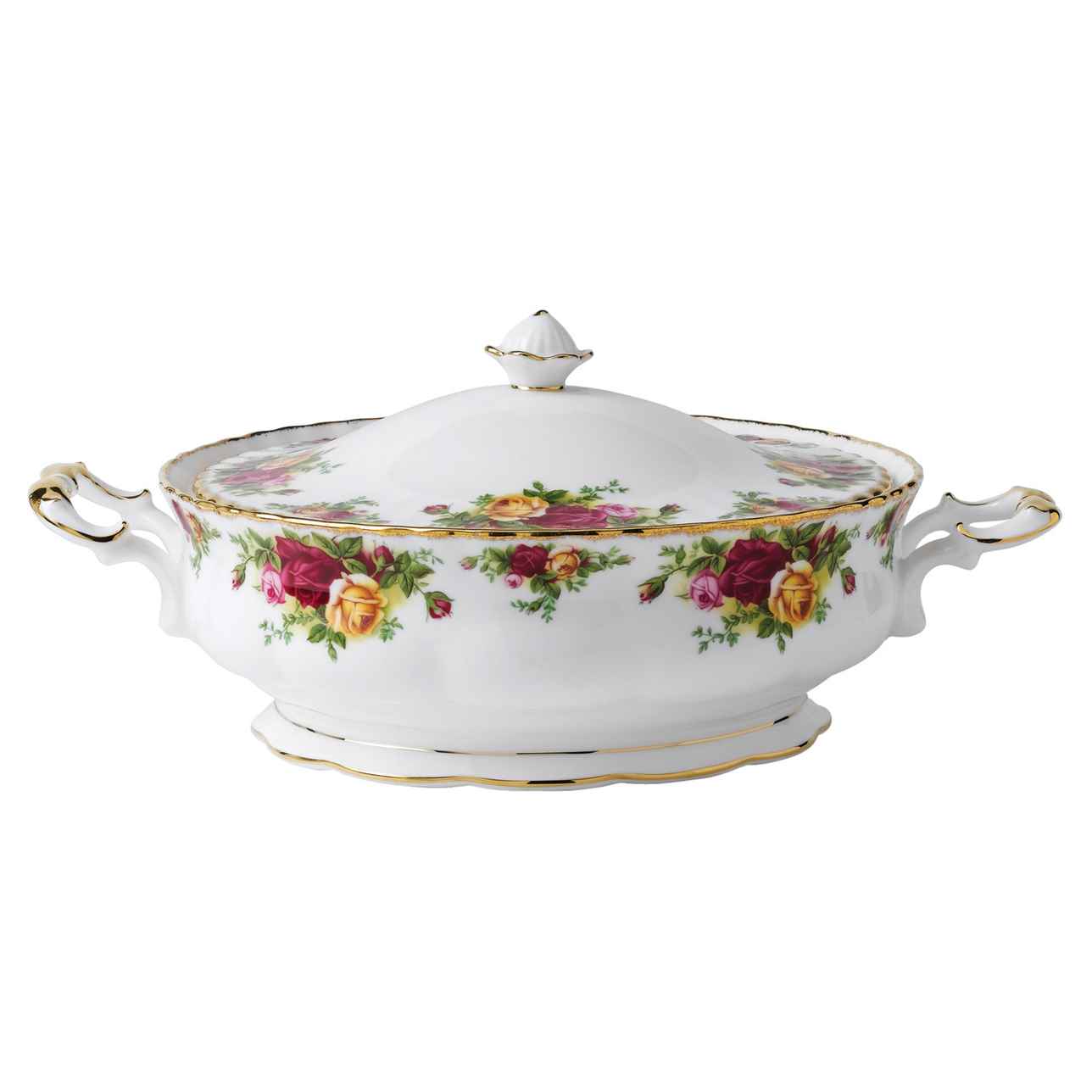 Old Country Roses Covered Vegetable Dish