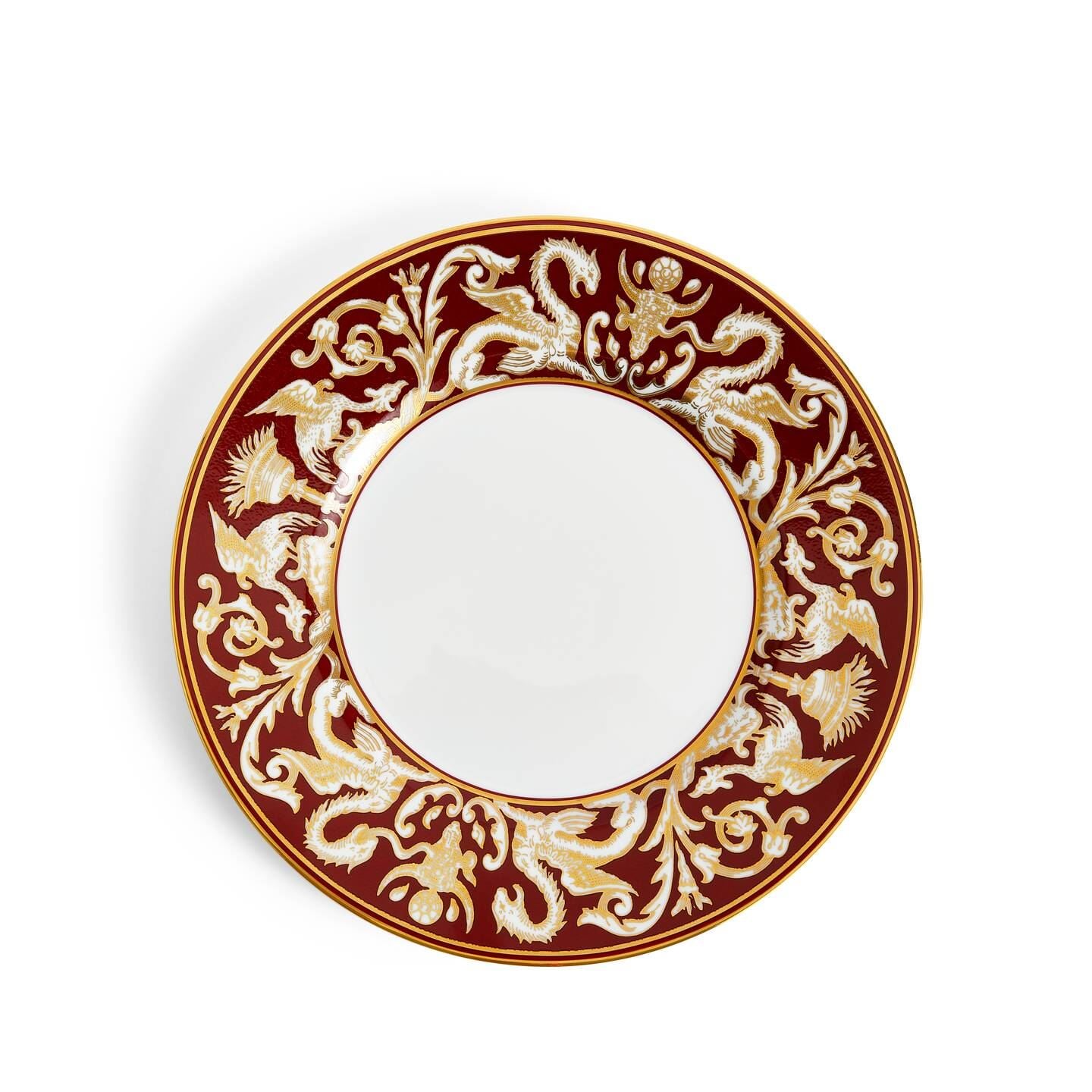 Wedgwood Red,Gold Renaissance Red Plate 23Cm Florentine Accent