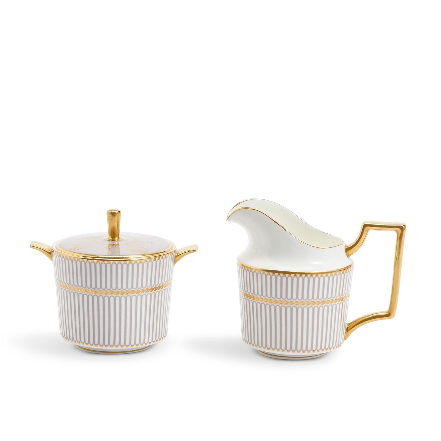Wedgwood Grey Anthemion Cream & Sugar