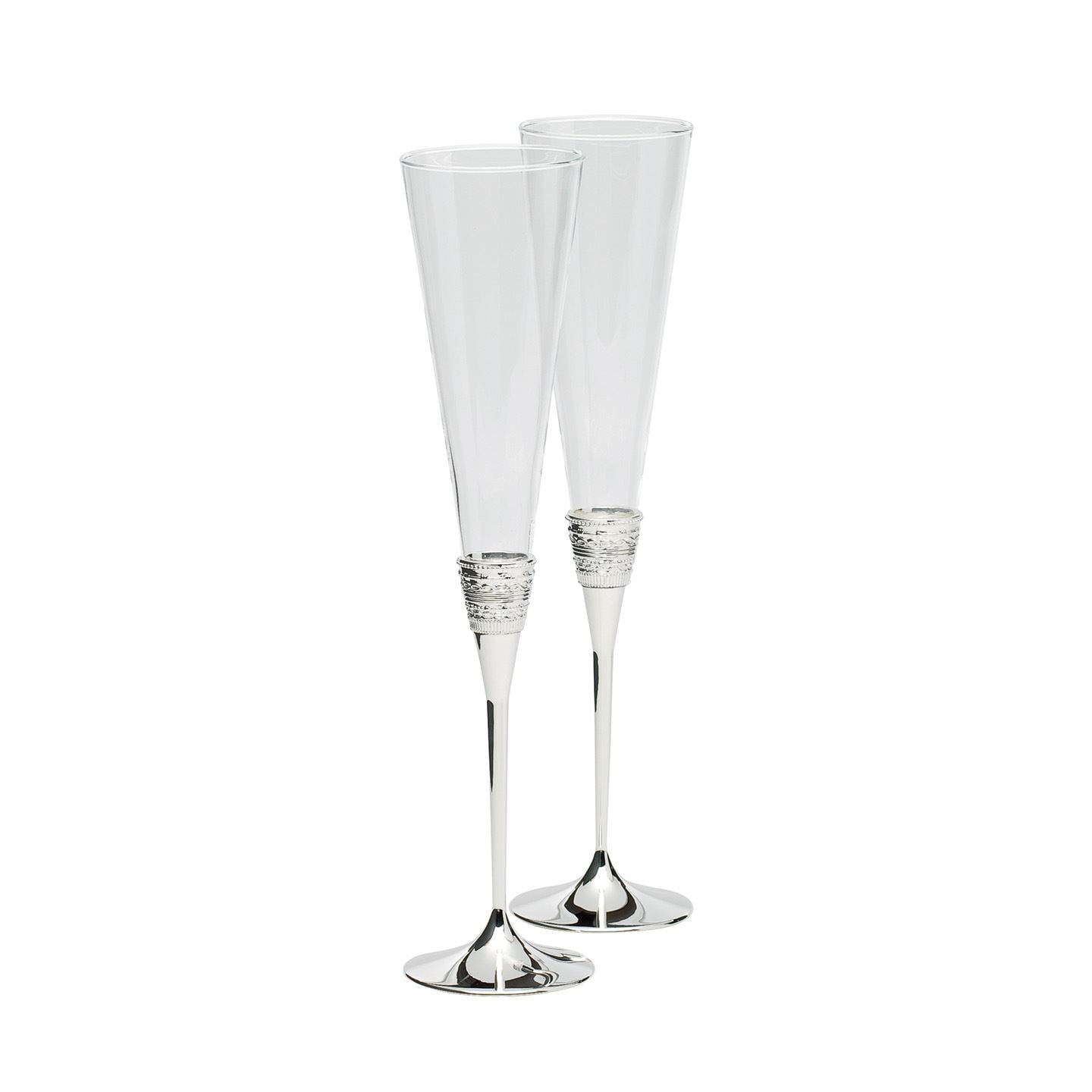 Wedgwood Silver With Love Toasting Flutes, Pair