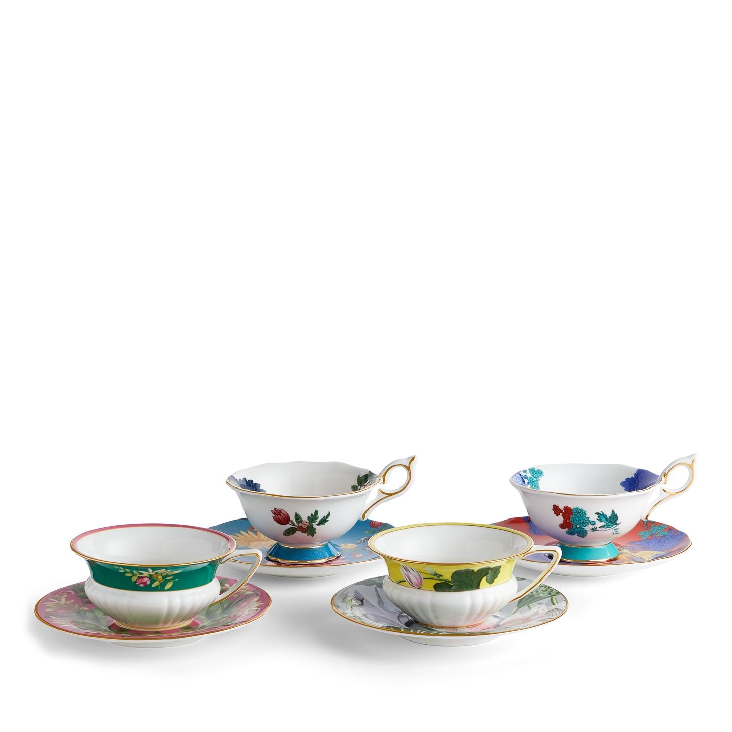 Wonderlust Teacups & Saucers, Set of 4