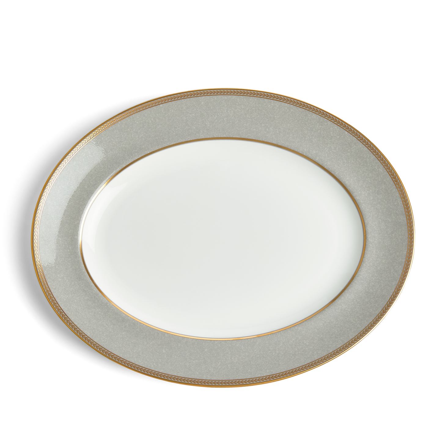 Wedgwood Grey,Gold Renaissance Grey Oval Platter 35Cm