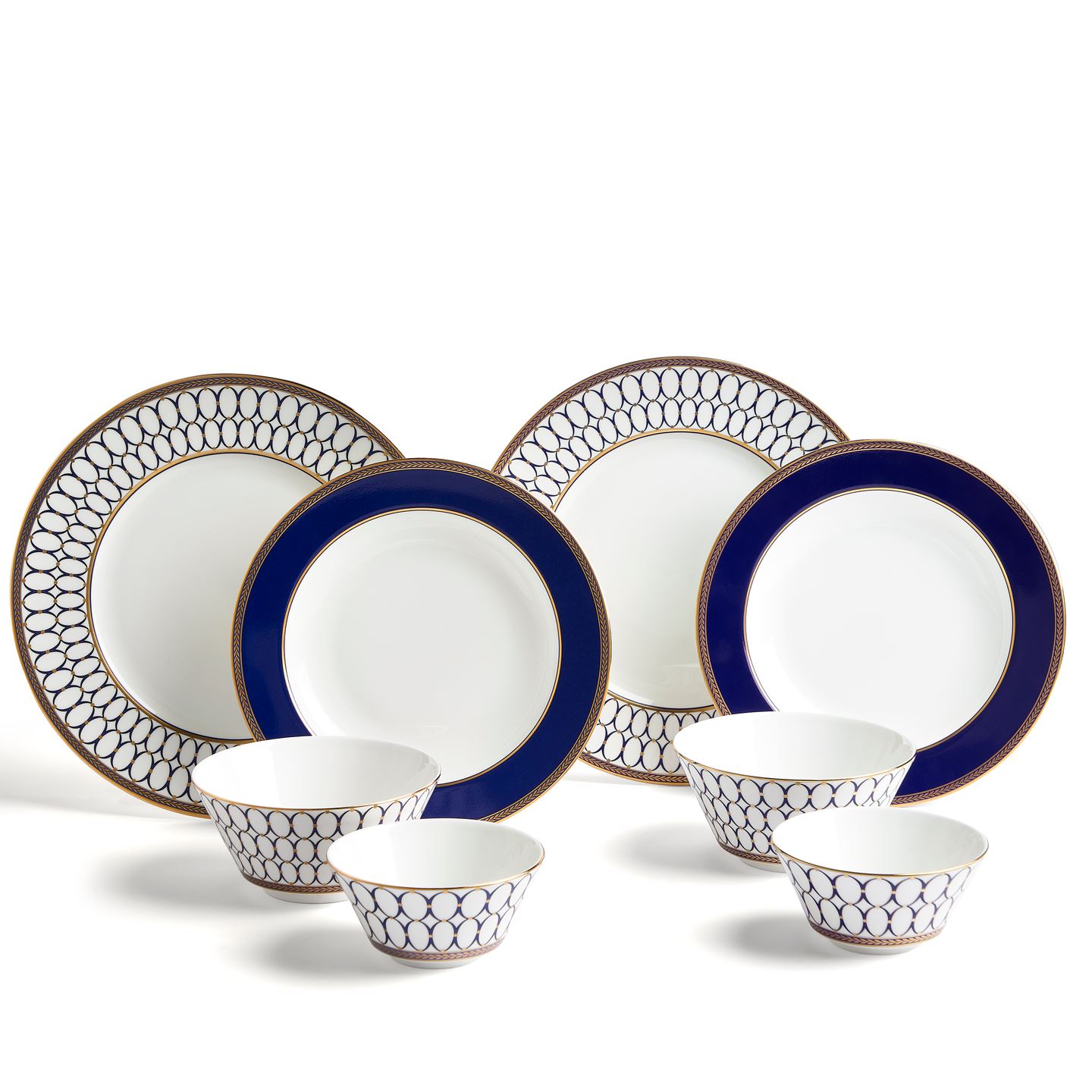 Wedgwood Blue Renaissance Gold Dinnerware 8 Piece Set