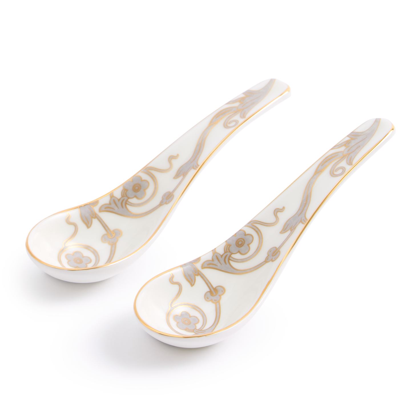 Wedgwood Grey,Gold Renaissance Grey Chinese Soup Spoon Set Of 2