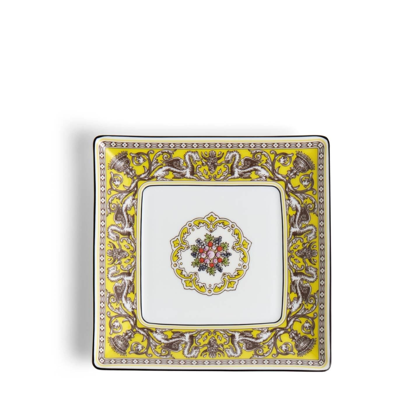Wedgwood Yellow Florentine Citron Square Tray 14.5Cm