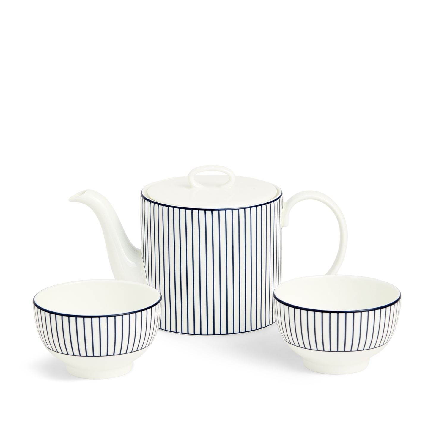 Wedgwood White Gio Pinstripe Teapot & Bowl Set