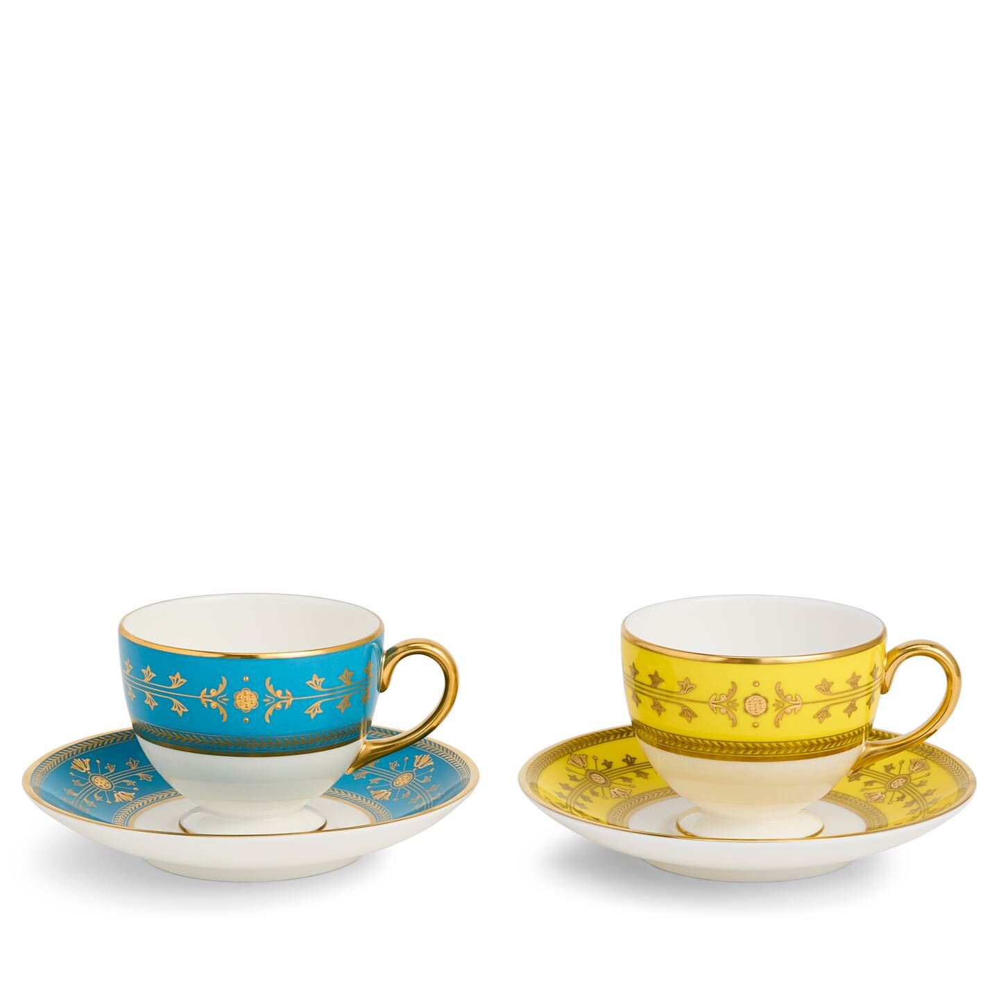 Wedgwood Turquoise Bacchus Teacup Saucer 175Ml, Set Of 2, Citron