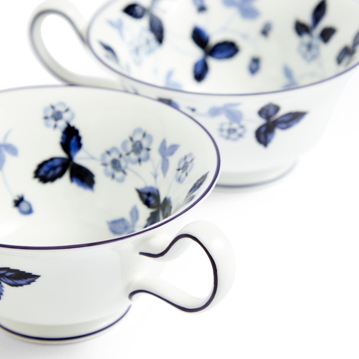 Wild Strawberry Inky Blue Teacup Saucer Set of 2 | Wedgwood
