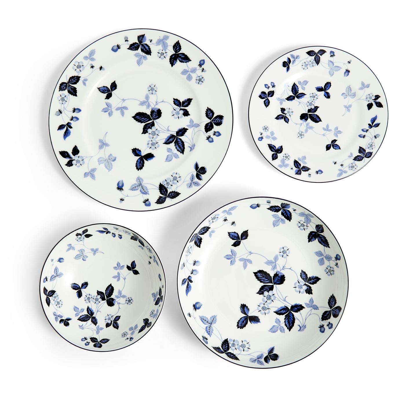 Wild Strawberry Inky Blue Dinnerware 4 Piece Set