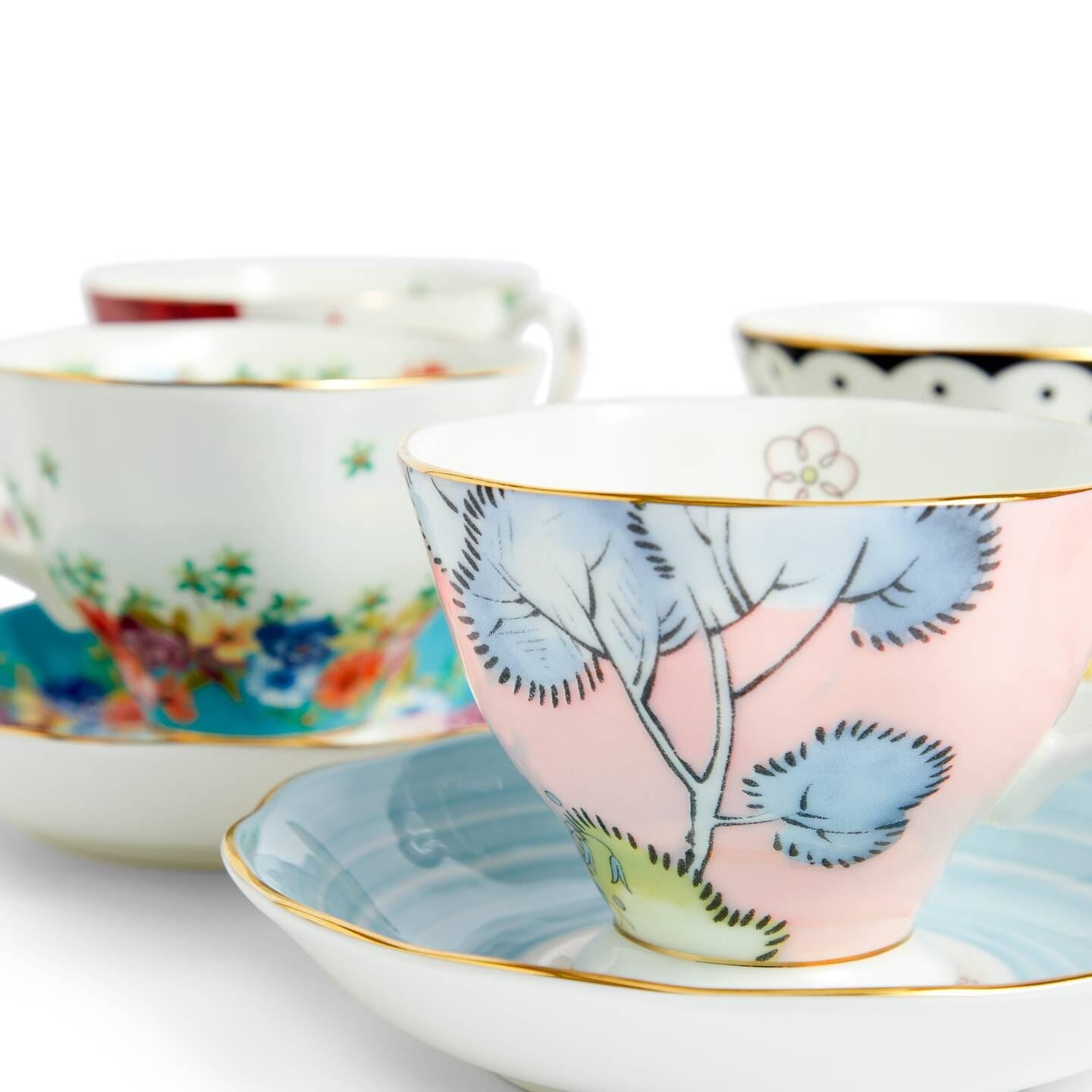100 Years Teacup & Saucer 1920 - 1960, Set of 5