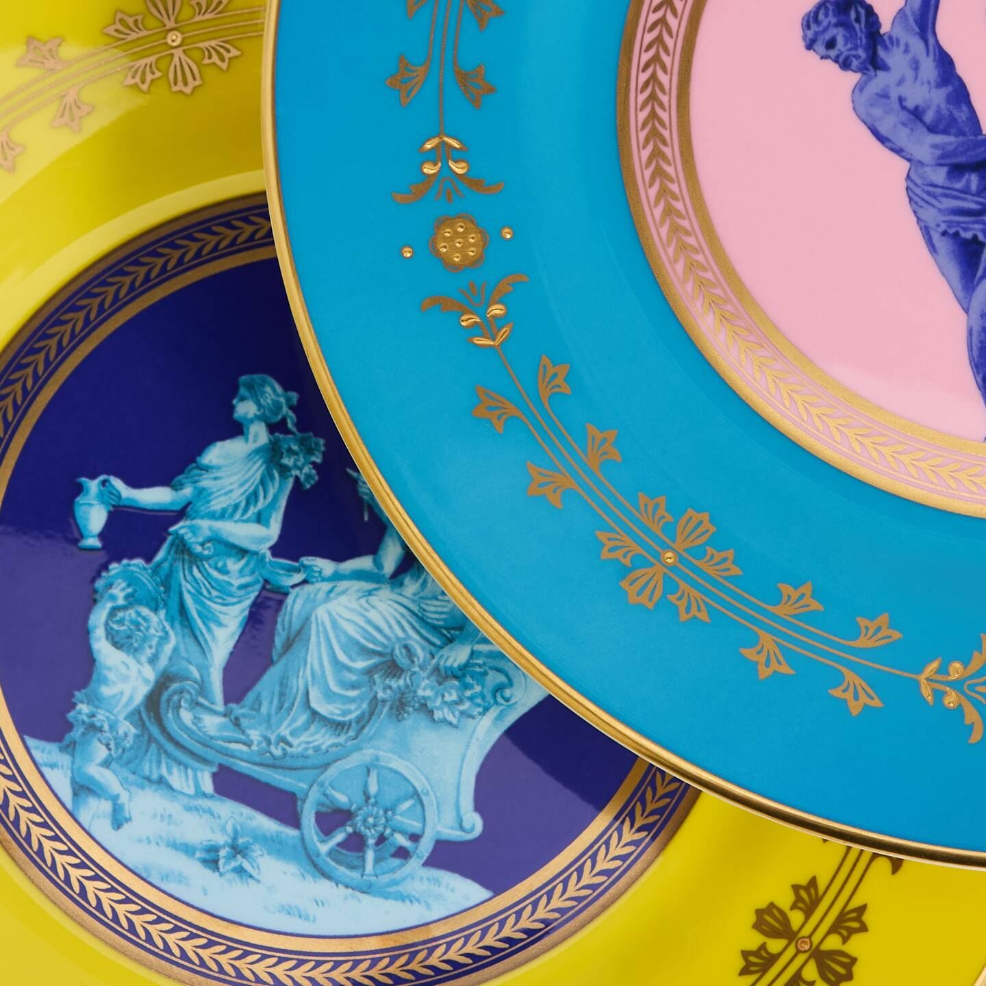 Bacchus Plates, Set of 2, Citron/Turquoise