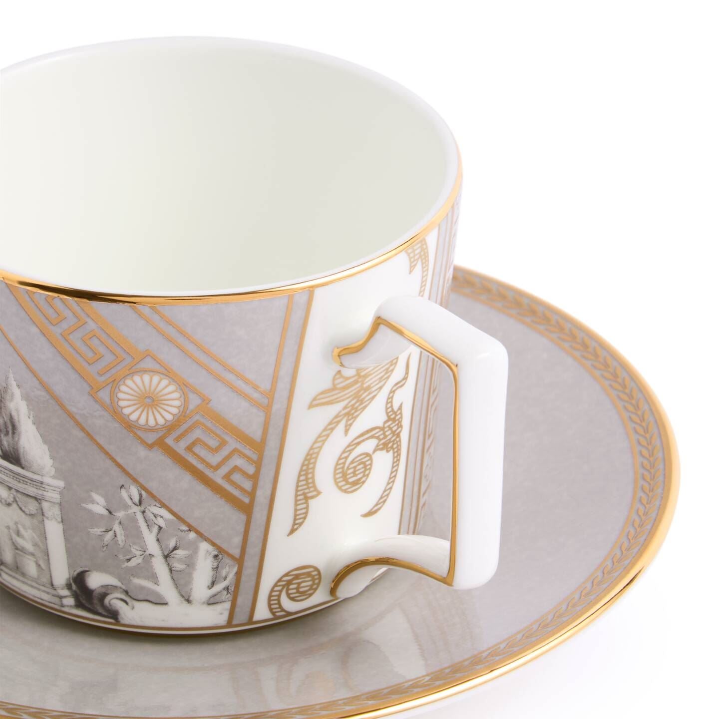 Renaissance Grey Teacup & Saucer Accents