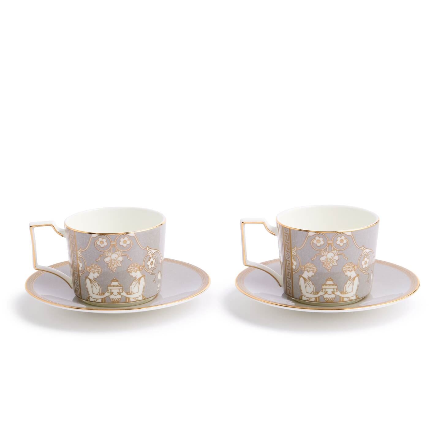 Renaissance Grey Teacup Saucer Set of 2 | Wedgwood