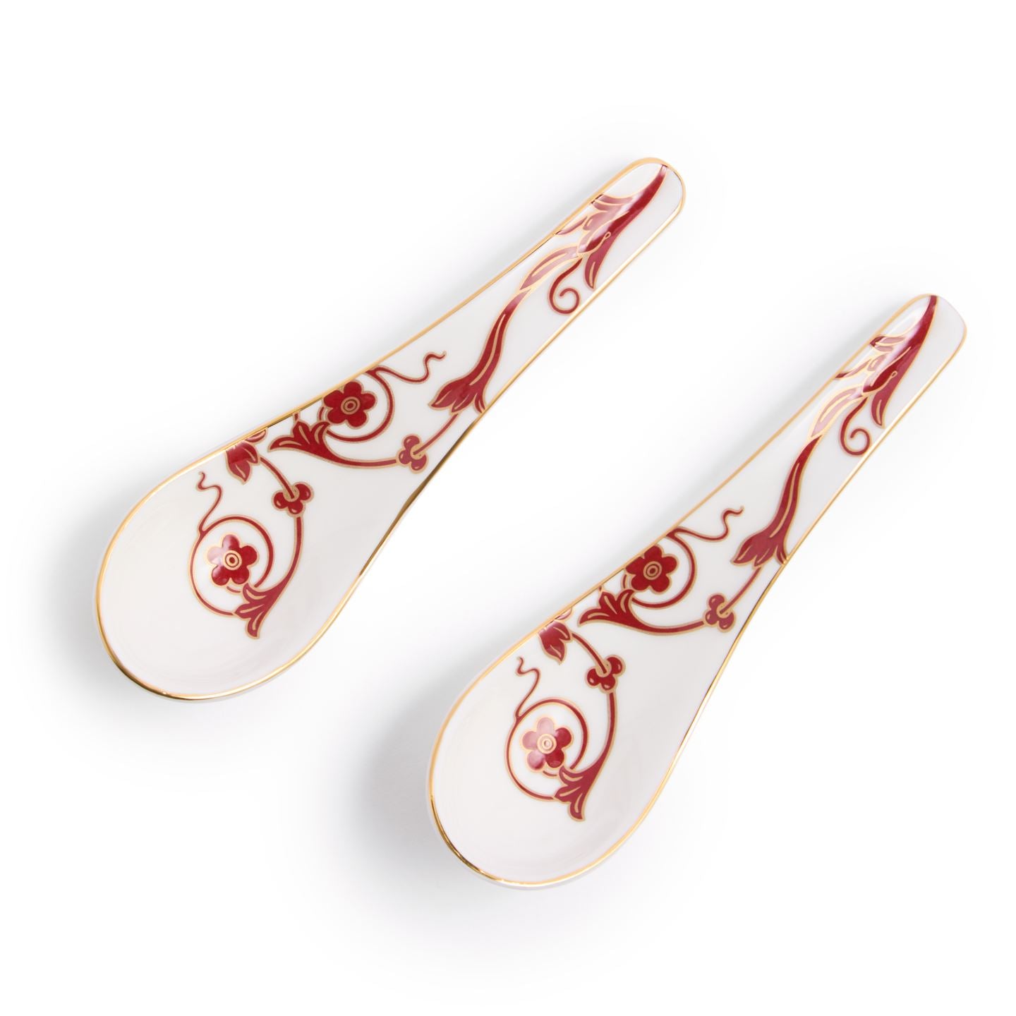 Renaissance Red Chinese Soup Spoon Set of 2