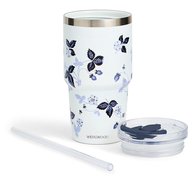 Wild Strawberry Inky Blue Tumbler with Straw