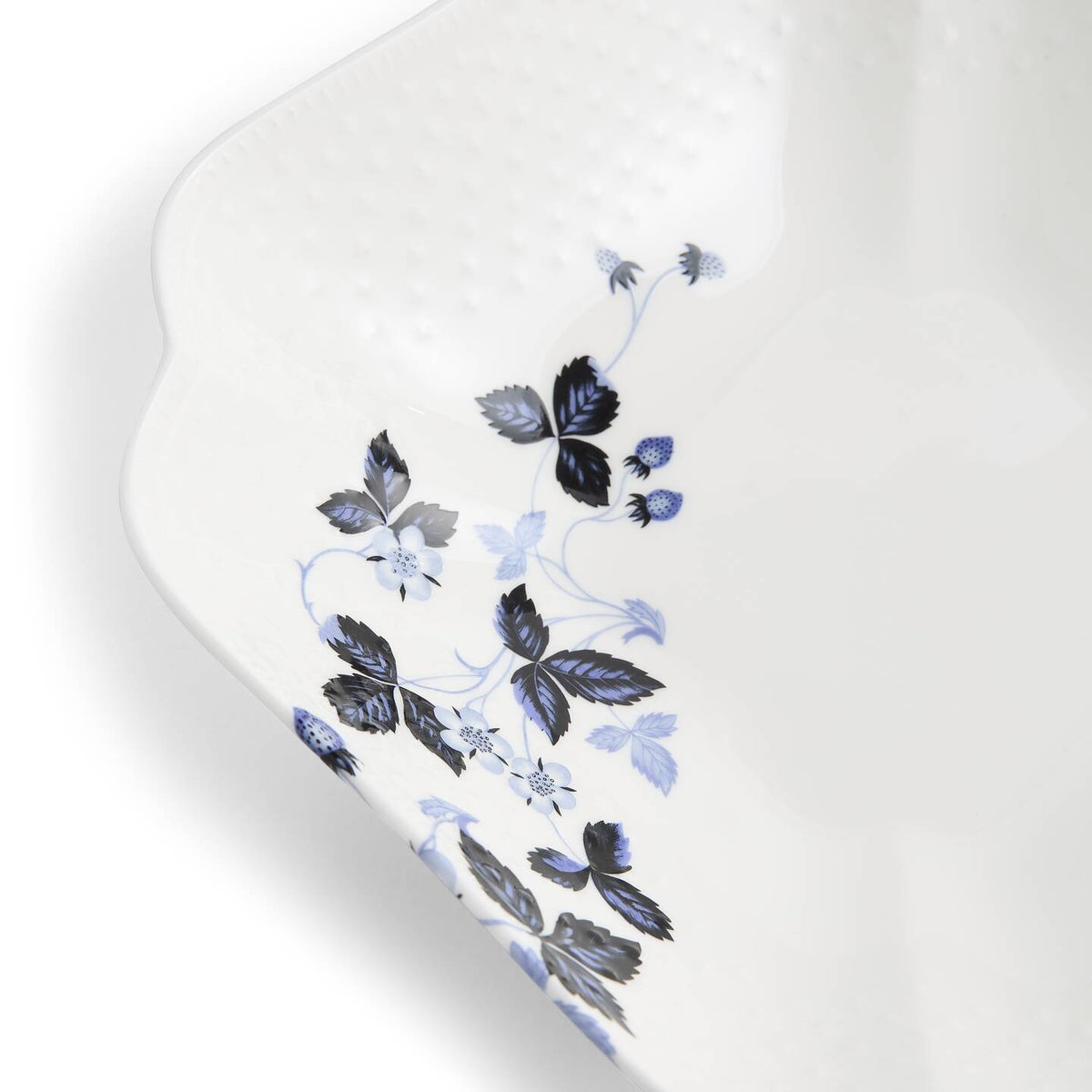 Wild Strawberry Inky Blue Shallow Bowl
