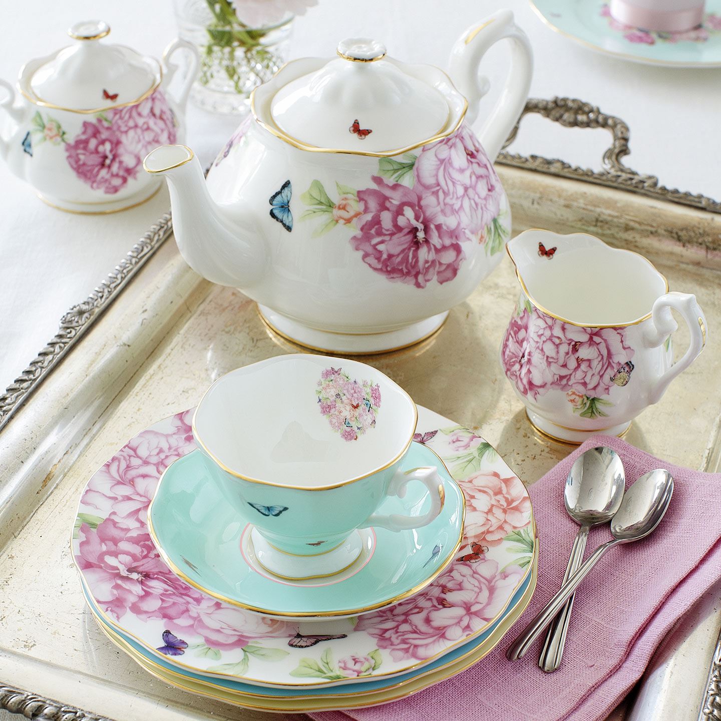 Royal Albert Miranda Kerr Friendship 3 Piece Set Teapot Sugar