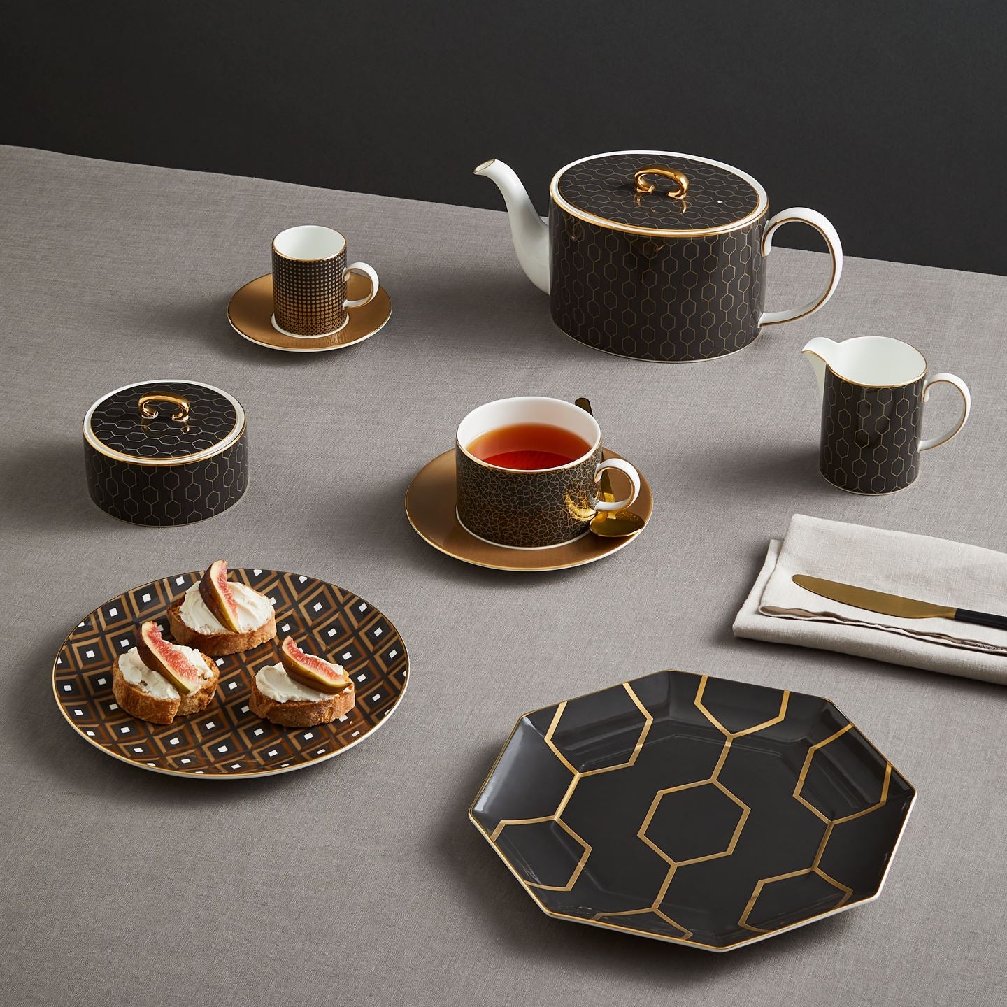 Gio Gold Charcoal Octagonal Side Plate