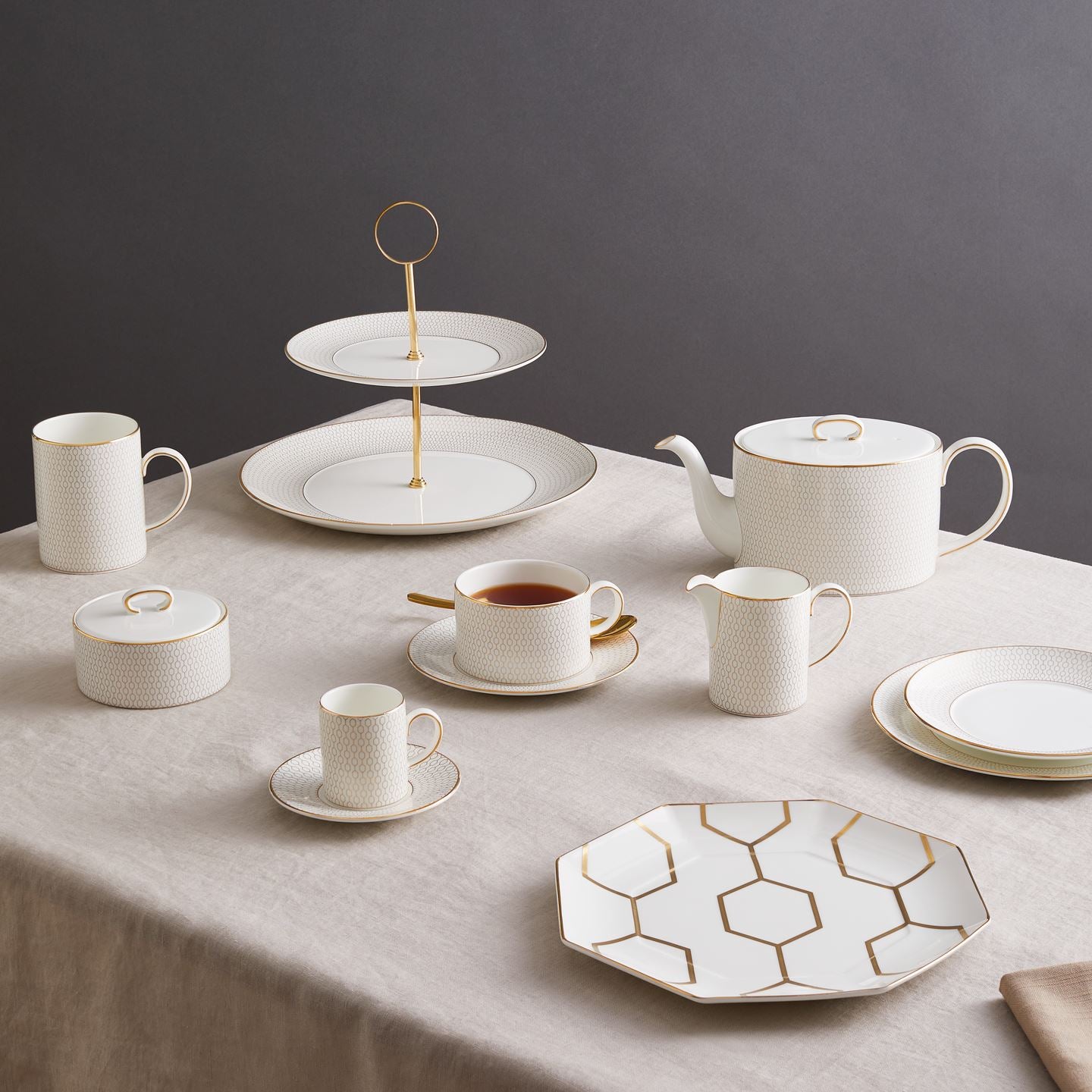 Gio Gold White Octagonal Side Plate | Wedgwood