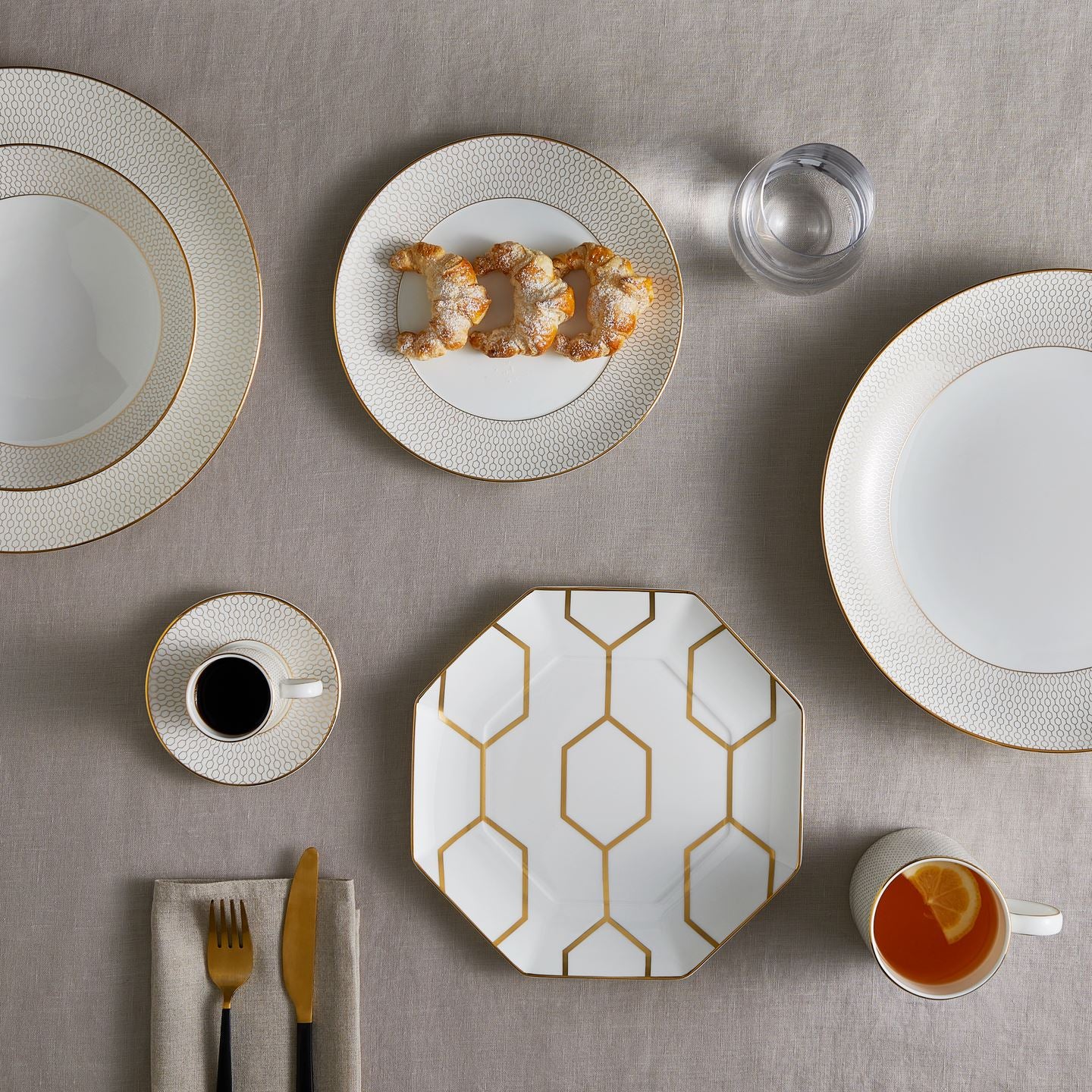 Gio Gold White Octagonal Side Plate | Wedgwood
