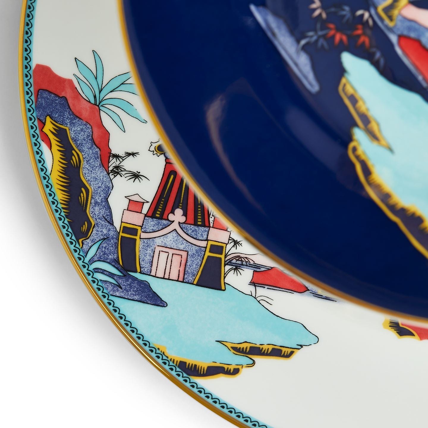 Wonderlust Blue Pagoda 2 Tier Cake Stand