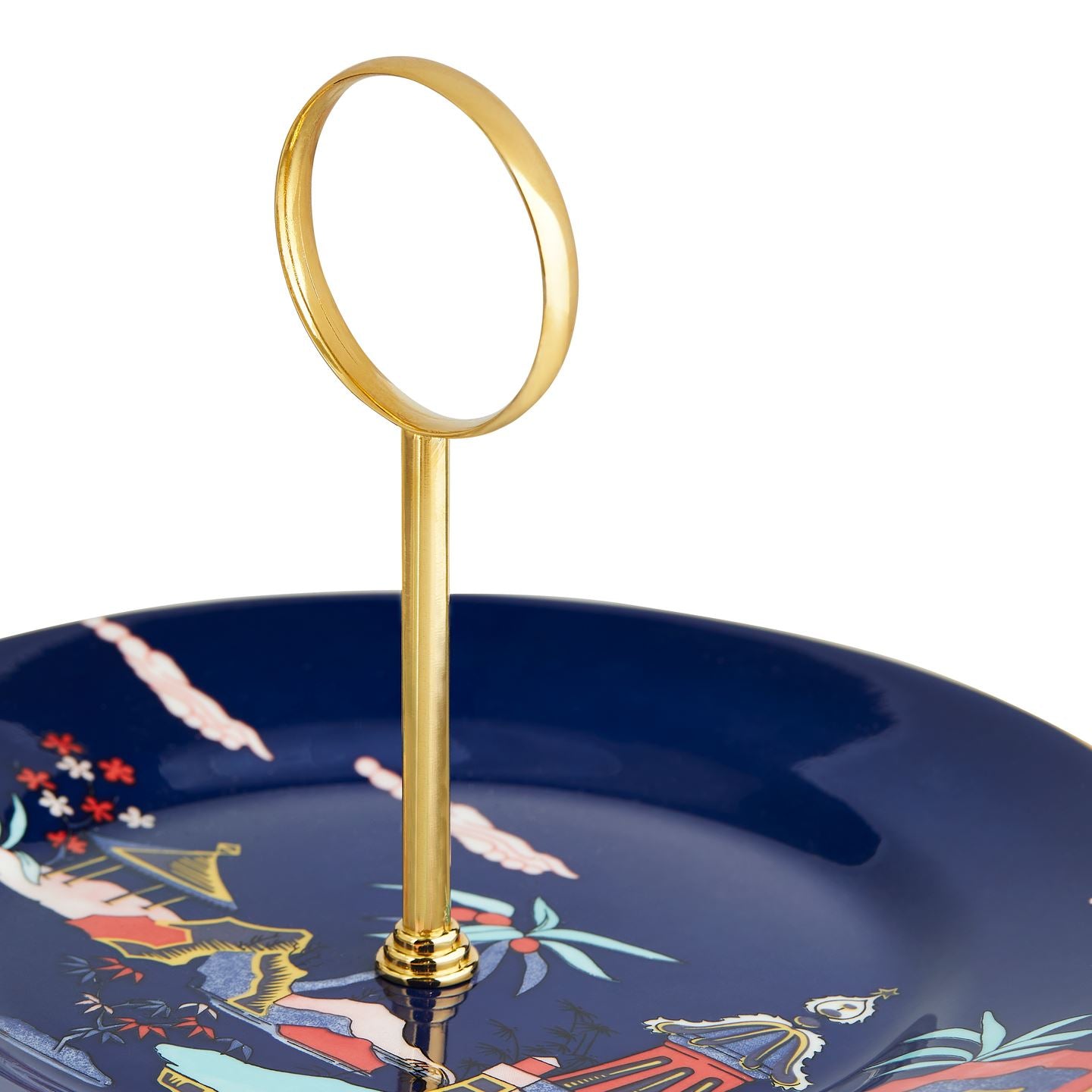 Wonderlust Blue Pagoda 2 Tier Cake Stand