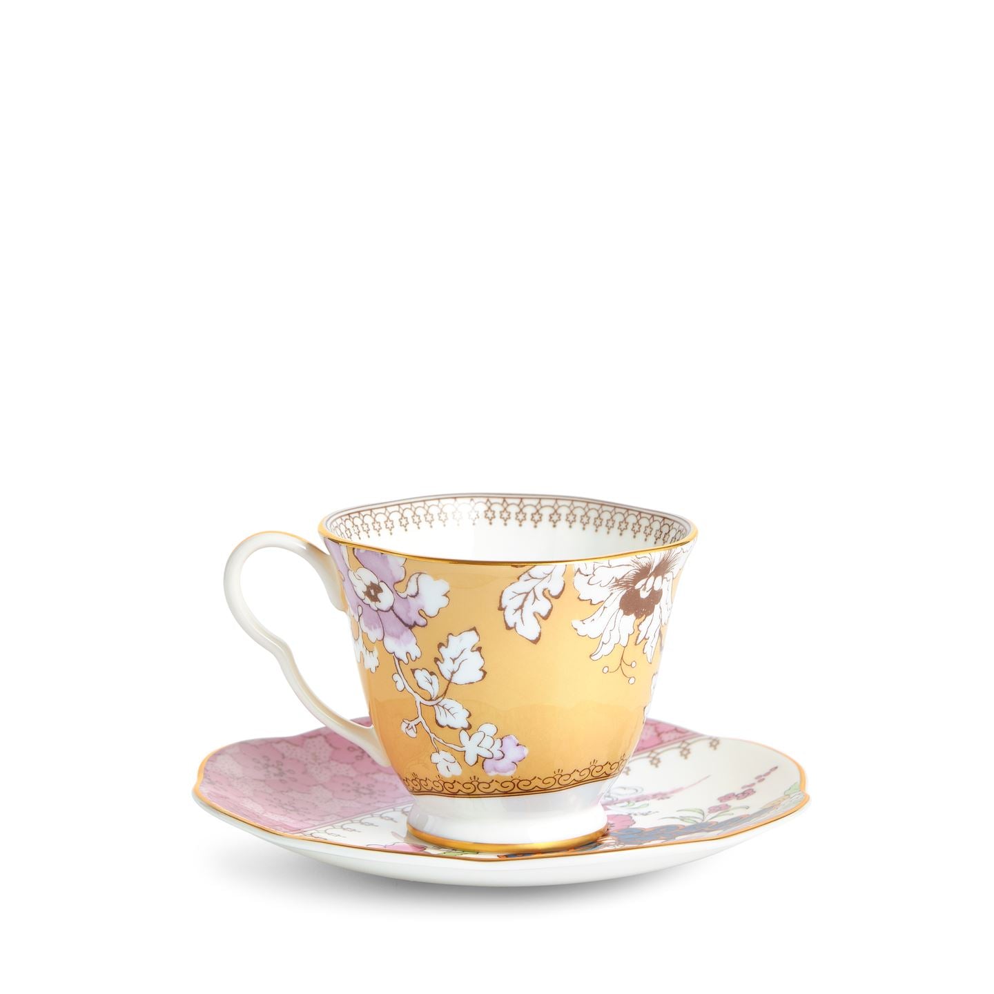 Butterfly Bloom Yellow Teacup and Saucer