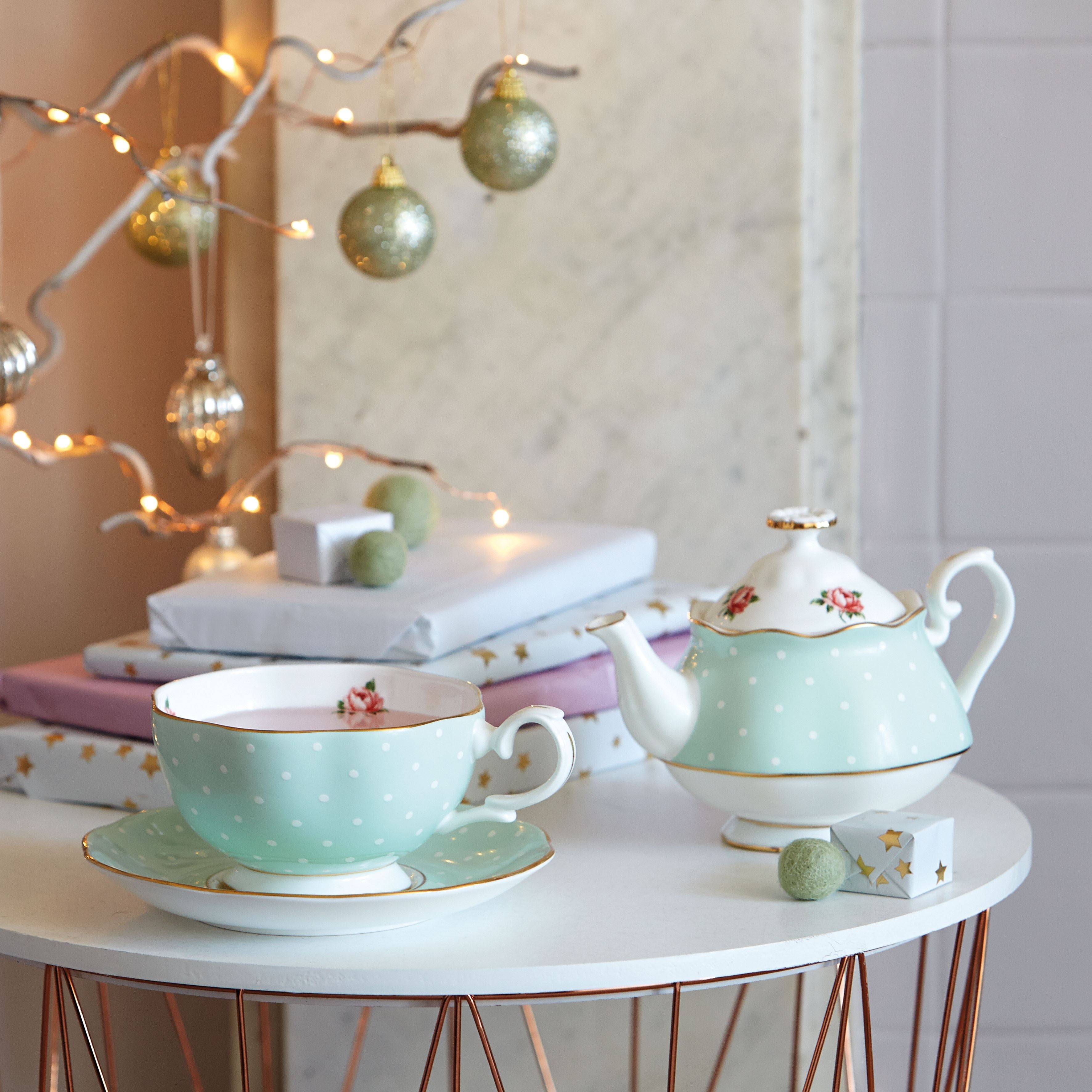 Royal Albert Polka Rose Vintage Teacup and Saucer | Wedgwood