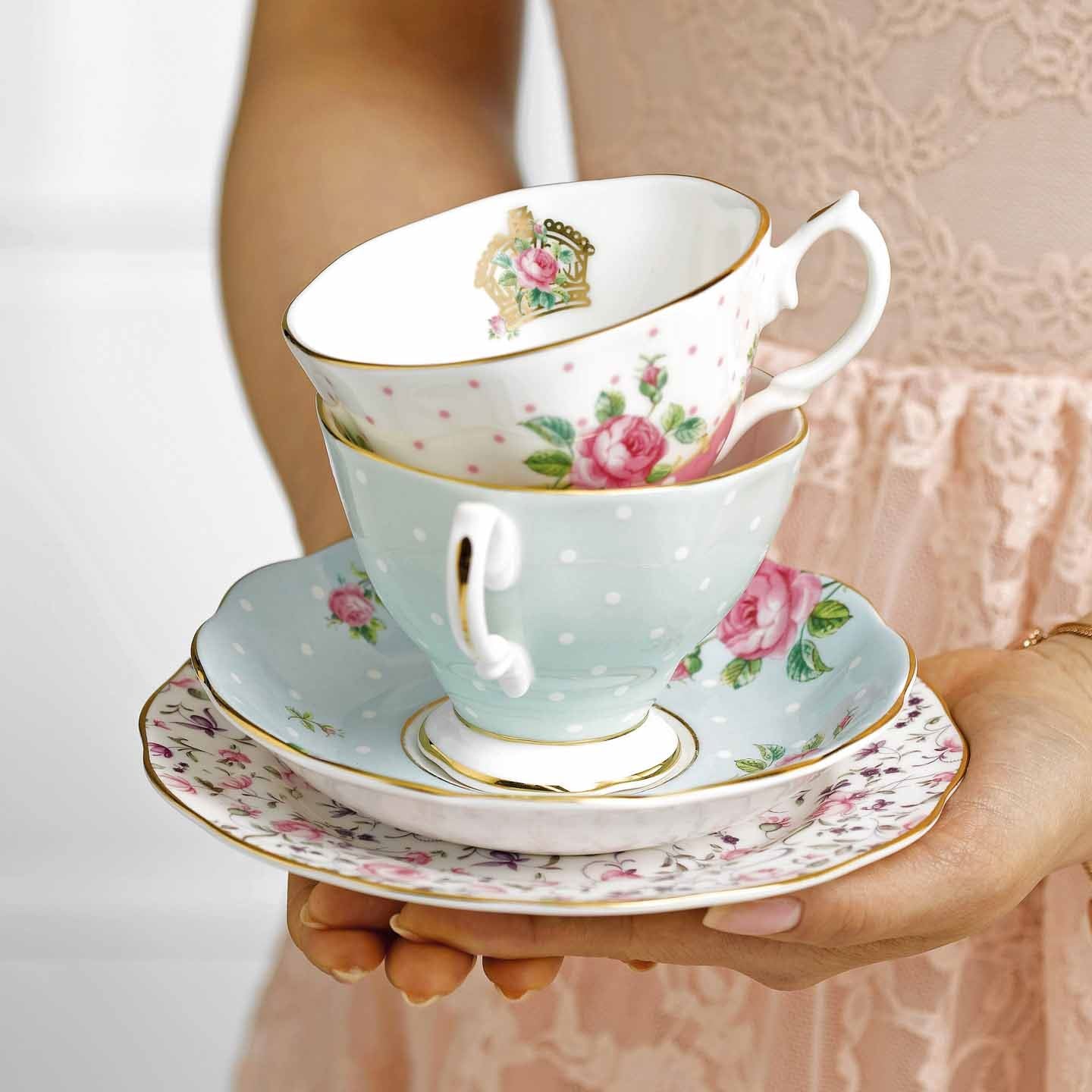 Royal Albert Polka Rose Vintage Teacup and Saucer
