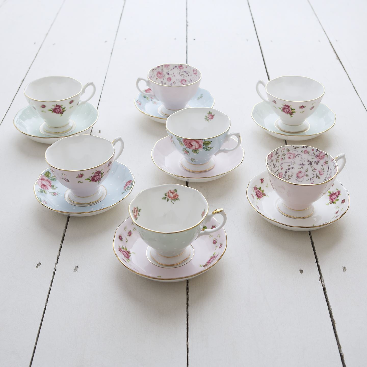 Royal Albert Rose Confetti Vintage Teacup and Saucer