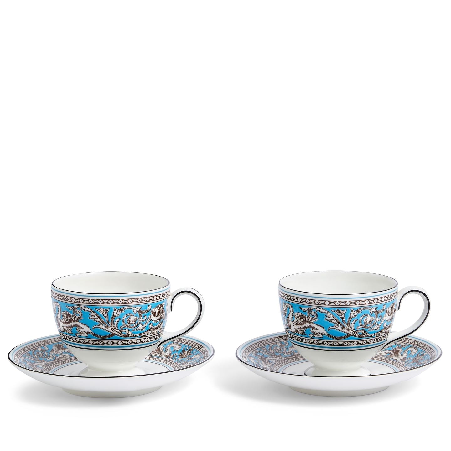 Florentine Turquoise Teacup & Saucer, Set of 2