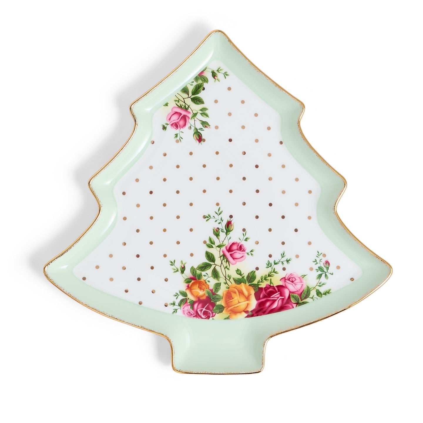 Old Country Roses Christmas Tree Serving Dish