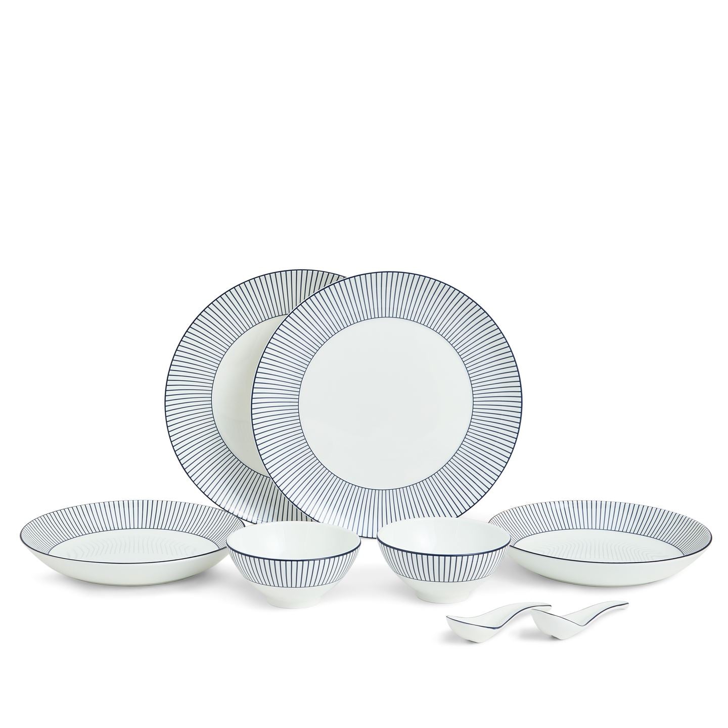 Gio Pinstripe White 8 Piece Dinner Set
