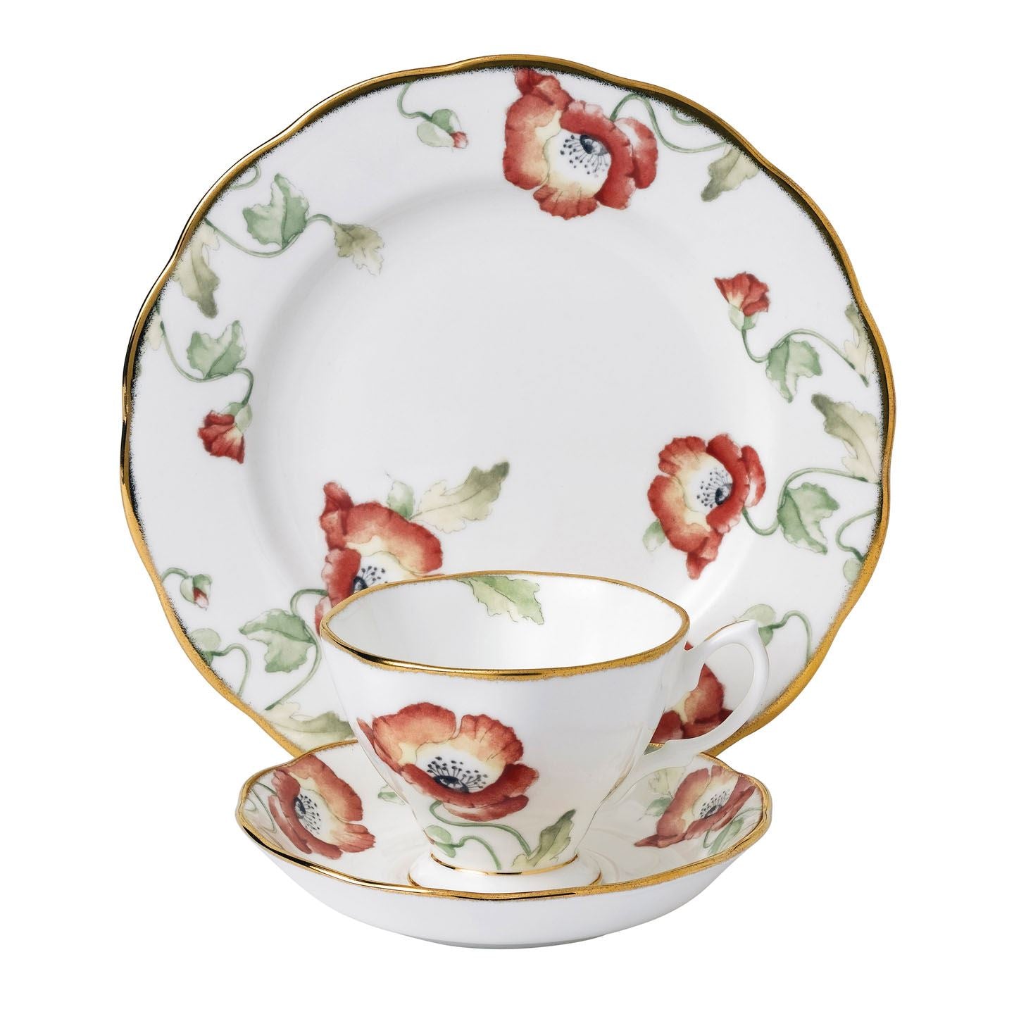 Royal Albert 100 Years of Royal Albert 1970 Poppy 3 Piece Set
