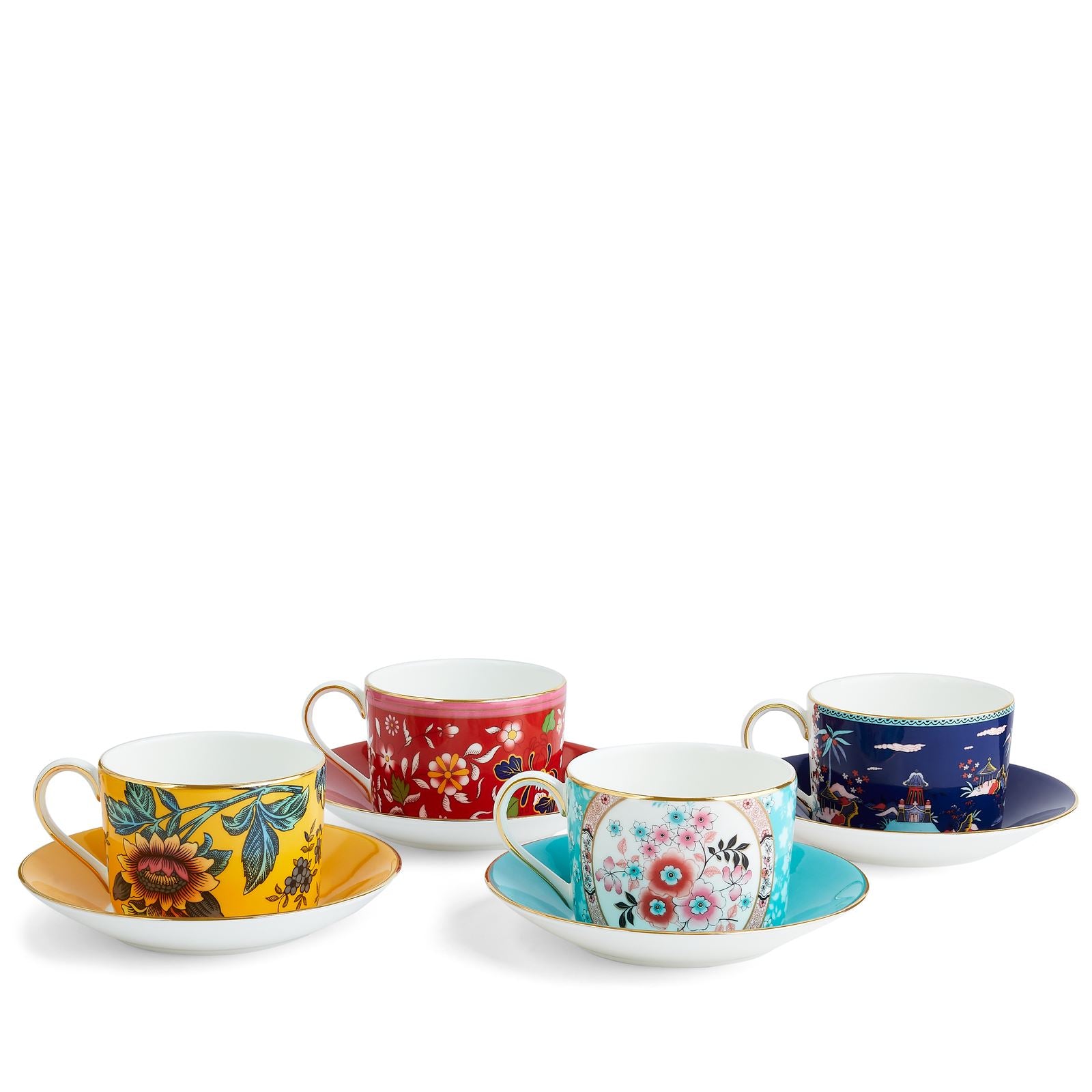 Wonderlust Teacup & Saucer, Set of 4