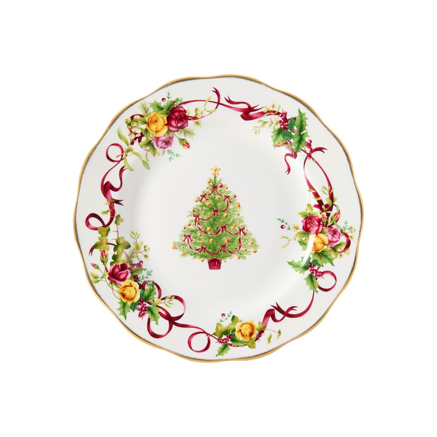 Old Country Roses Christmas Tree Dinner Plate