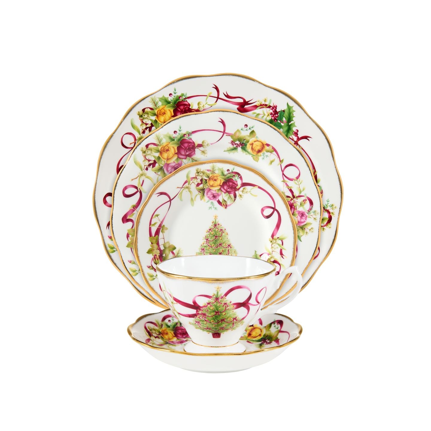 Old Country Roses Christmas Tree 5 Piece Set