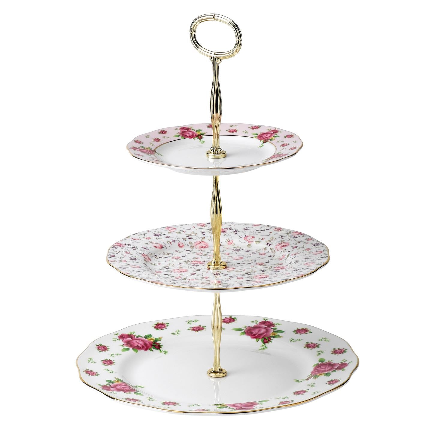 ロイヤルアルバート　セレナ　スリーティアーズ　スタンド　F4 Royal Albert New Country Roses White Vintage 3 Tier Cake Stand