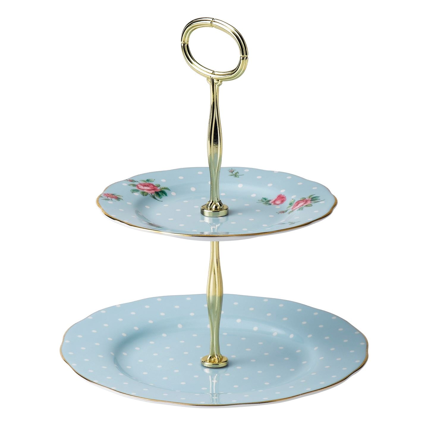 Royal Albert Polka Blue Vintage 2 Tier Cake Stand