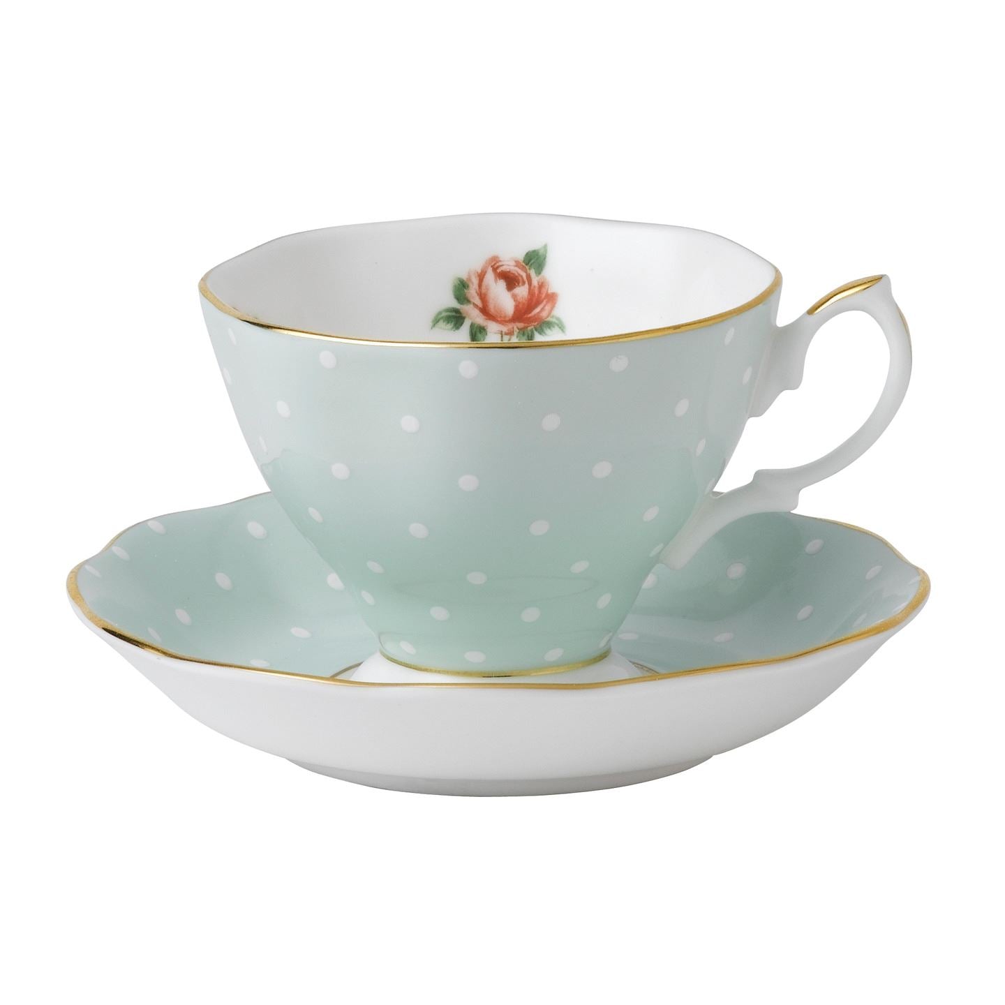 Royal Albert Polka Rose Vintage Teacup and Saucer